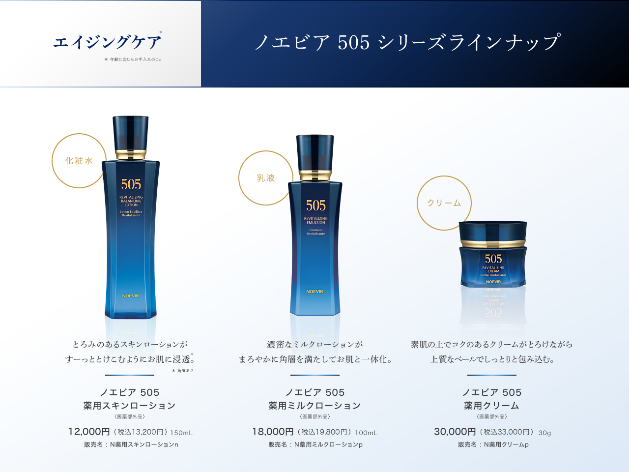 未使用 ノエビア 505 薬用スキンローション 3本 150ml 化粧品 セットコメント無し直接購入可